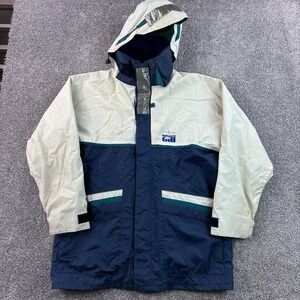 Douglas Gill Sailing Jacket Mens Medium Blue White Windbreaker Rain Storm